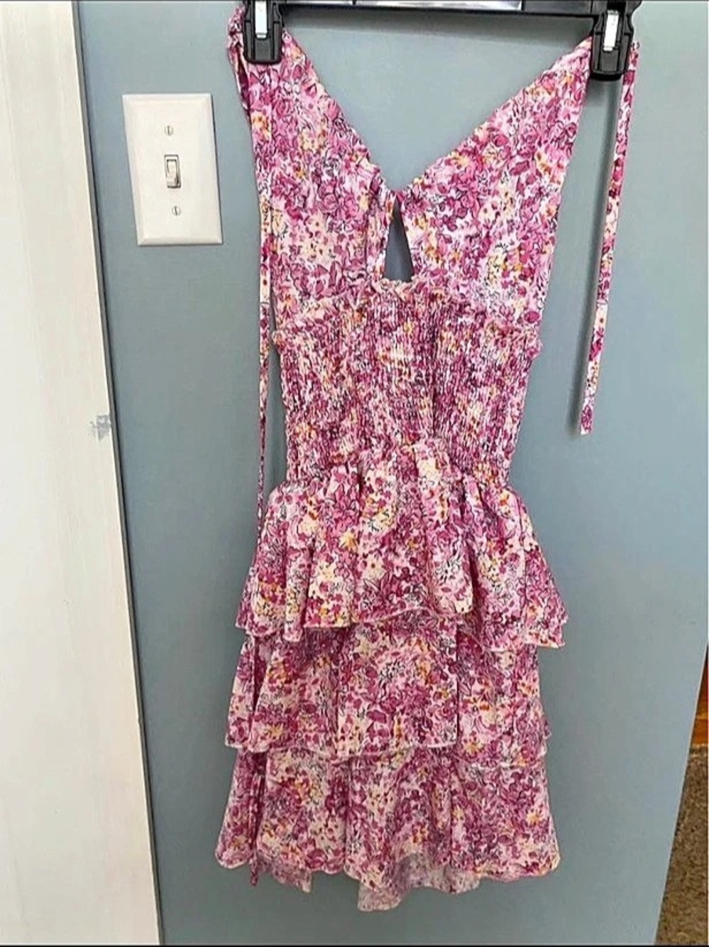 SHEIN Floral Mini Dress in Pink & White Size Medium
